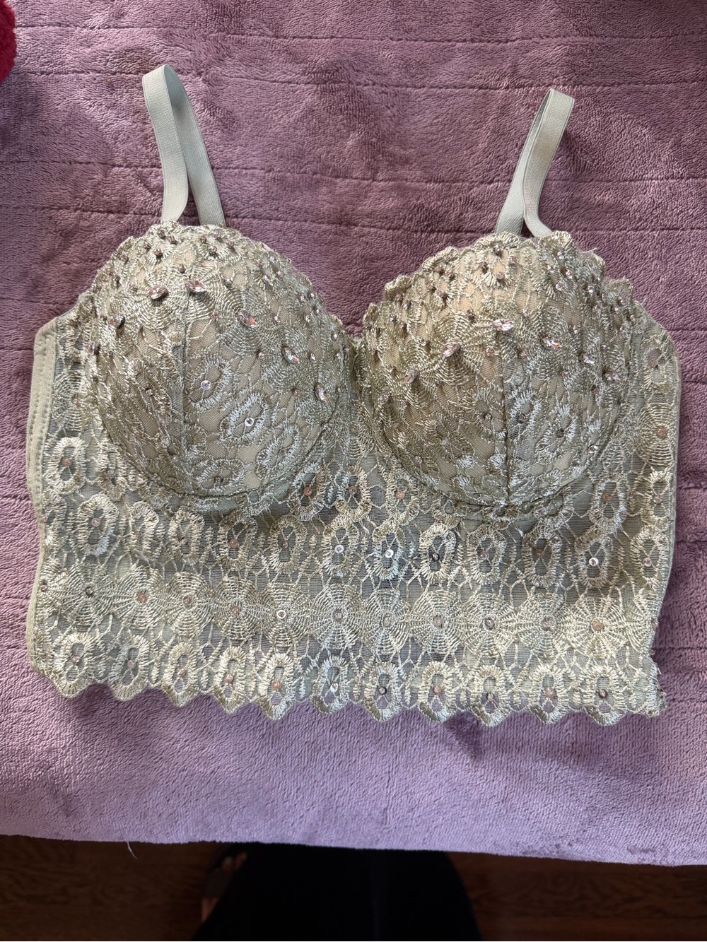 Windsor Sage Green Lace Longline Bralette